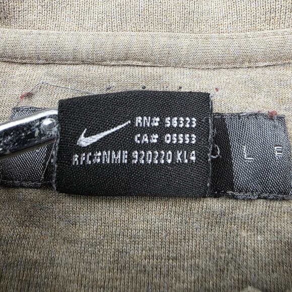 Nike Golf Shirt Mens Medium Beige Long Sleeve 100% Cotton Classic Pullover Logo - Picture 15 of 16